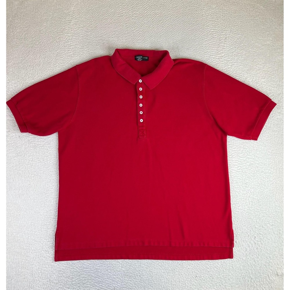 J. Peterman Polo Shirt Mens XL Red Cotton Knit Short Sleeve Pique Casual